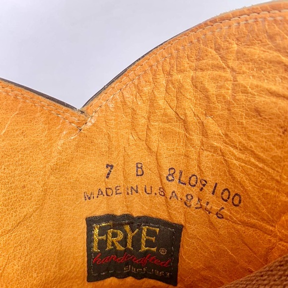 SOLD FRYE Vintage Black Label Braided Sabrina Campus Brown Western Boots 7 - Picture 7 of 8